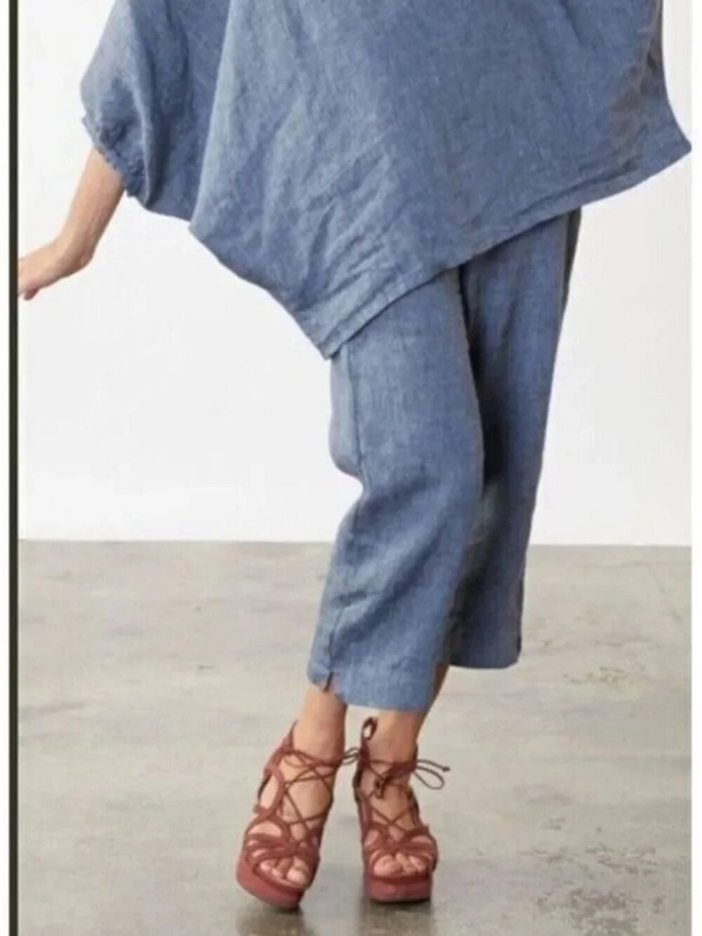 Bryn Walker Bologna Linen Capri Pants Lagenlook Pull On Coastal Trousers NWT XXL